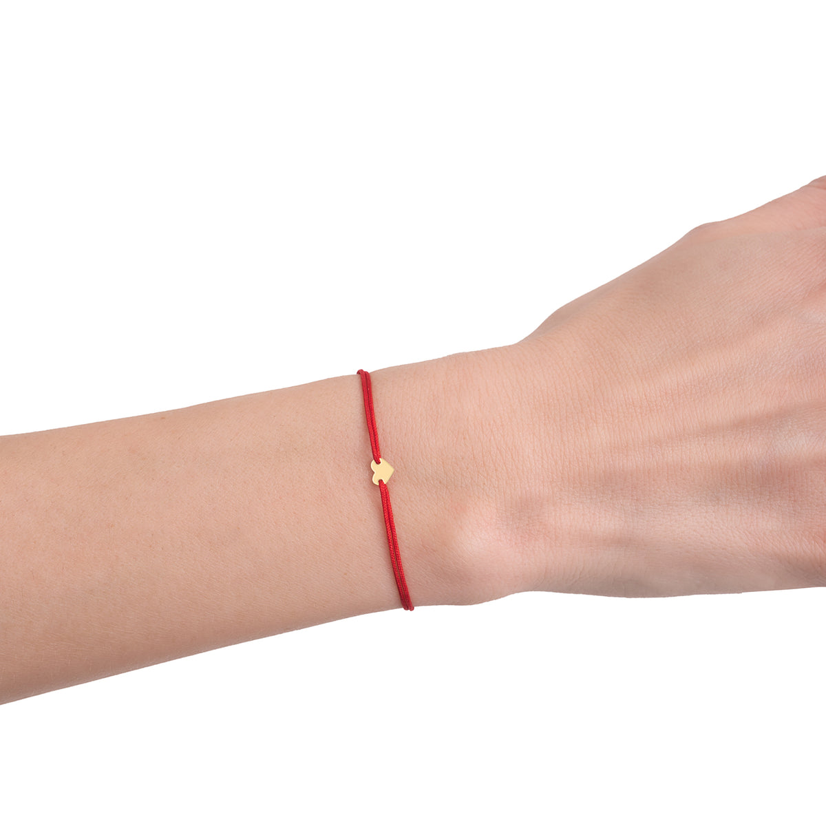 Bratara Martisor Aur 14K, inima si snur rosu