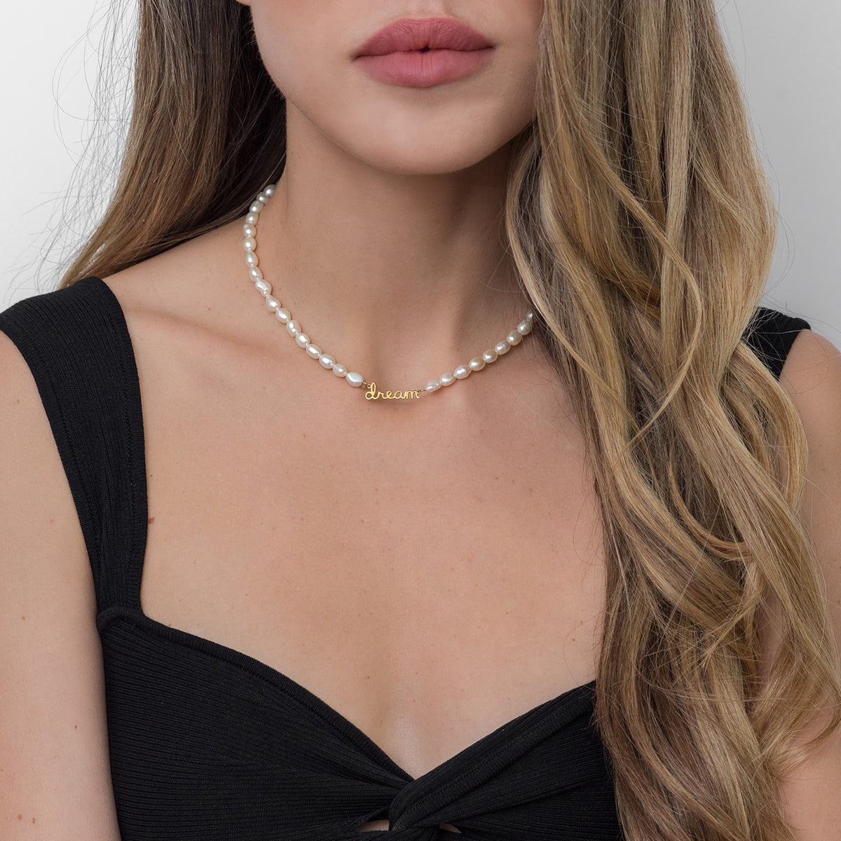 Colier perle argint Like a Dream - placat aur galben 18K