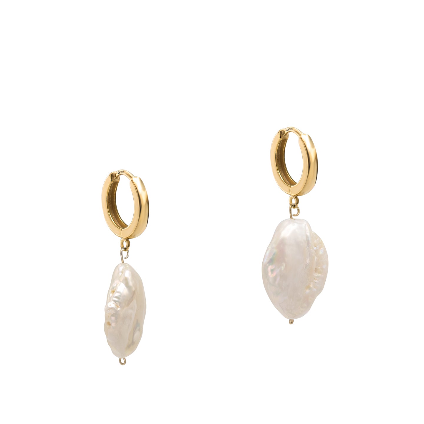Cercei argint cu perle baroc Authentic Spirit - placati aur galben 18K