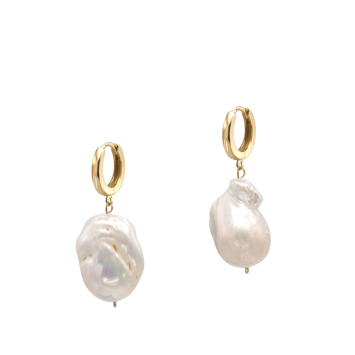 Cercei argint cu perle baroc Festive Look - placati aur galben 18K