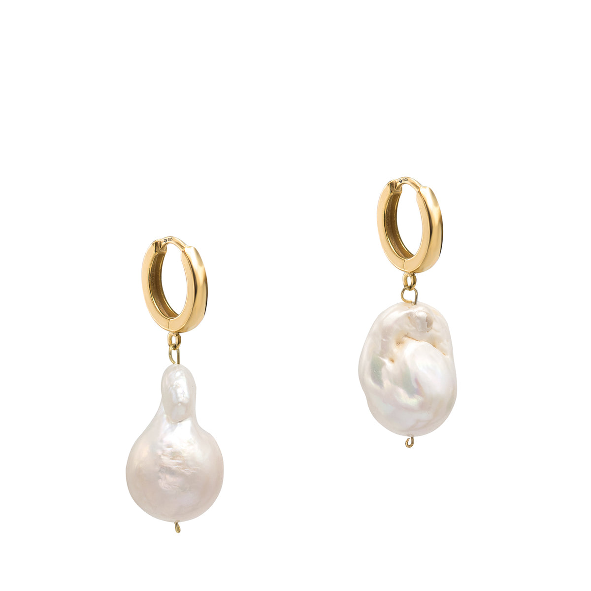 Cercei argint cu perle baroc Festive Look - placati aur galben 18K