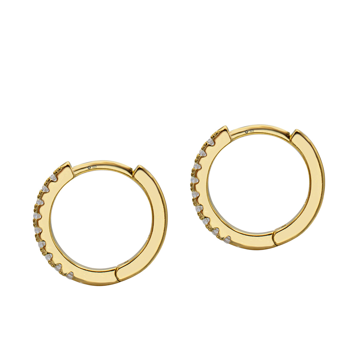 Cercei argint cu pietre Perfect Shine - placați aur galben 18K