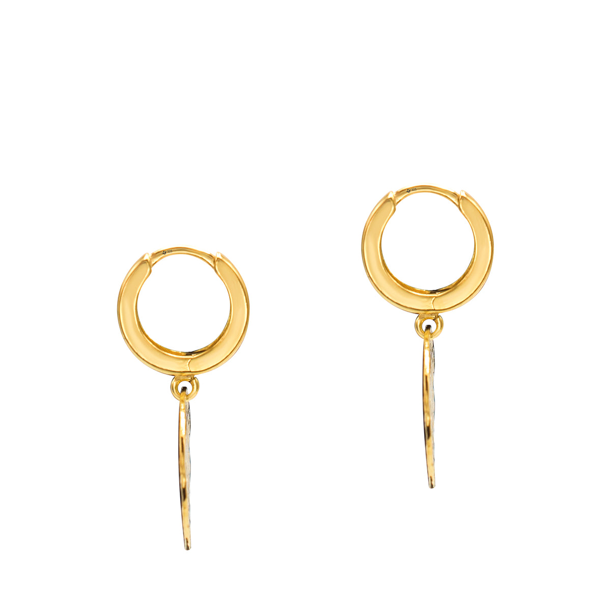 Cercei rotunzi argint Small Antique - placati aur galben 18K