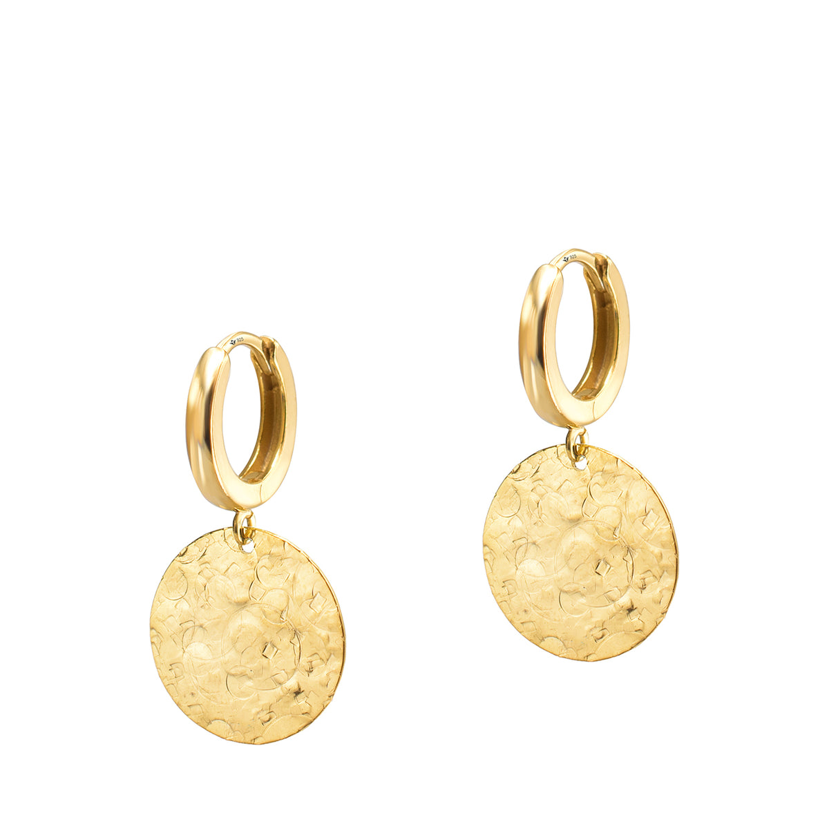 Cercei rotunzi argint Small Antique - placati aur galben 18K