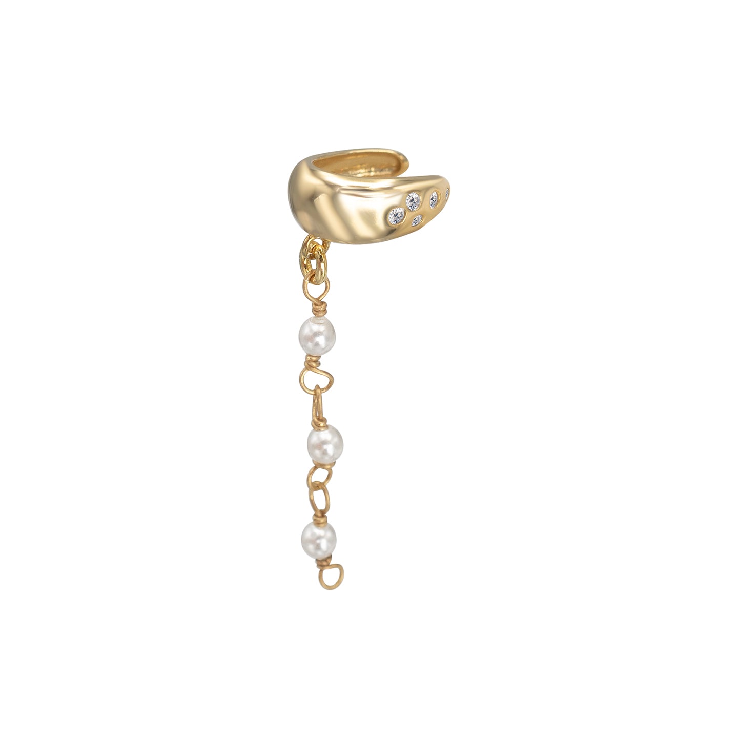 Cercel ear cuff argint cu rozariu Just Dance - placat aur galben 18K