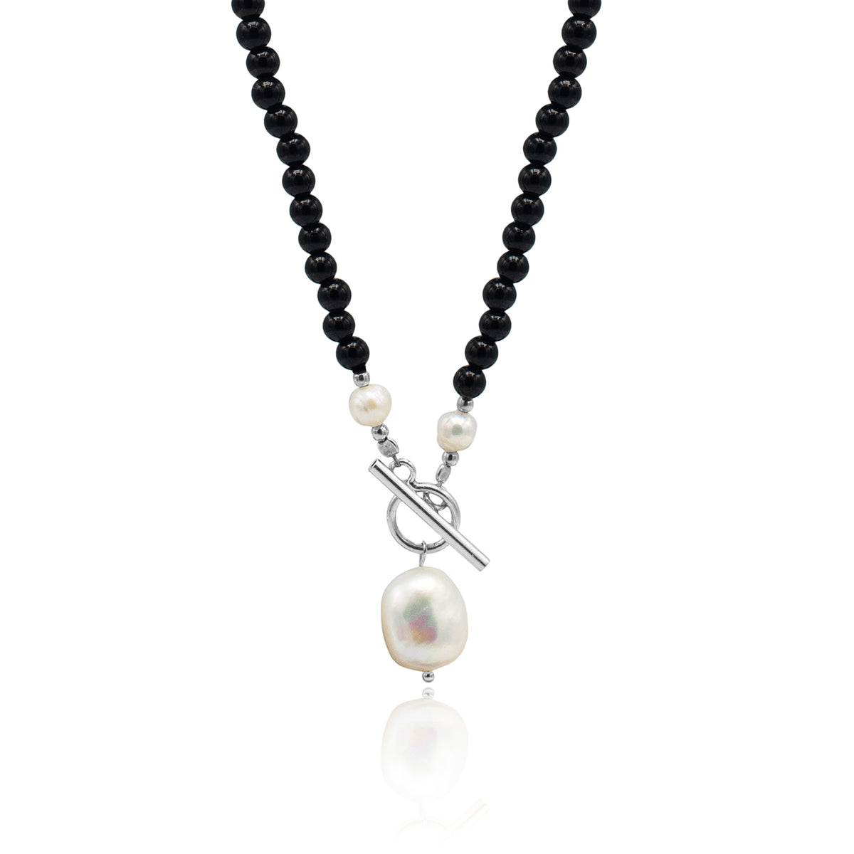 Colier argint cu pietre negre Nocturnal Elegance