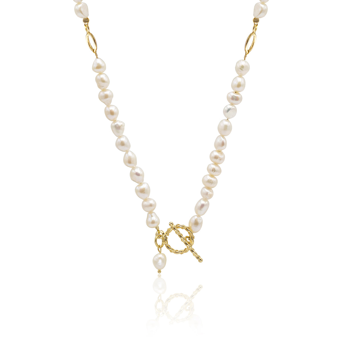 Colier perle argint Meltdown You - placat aur galben 18K
