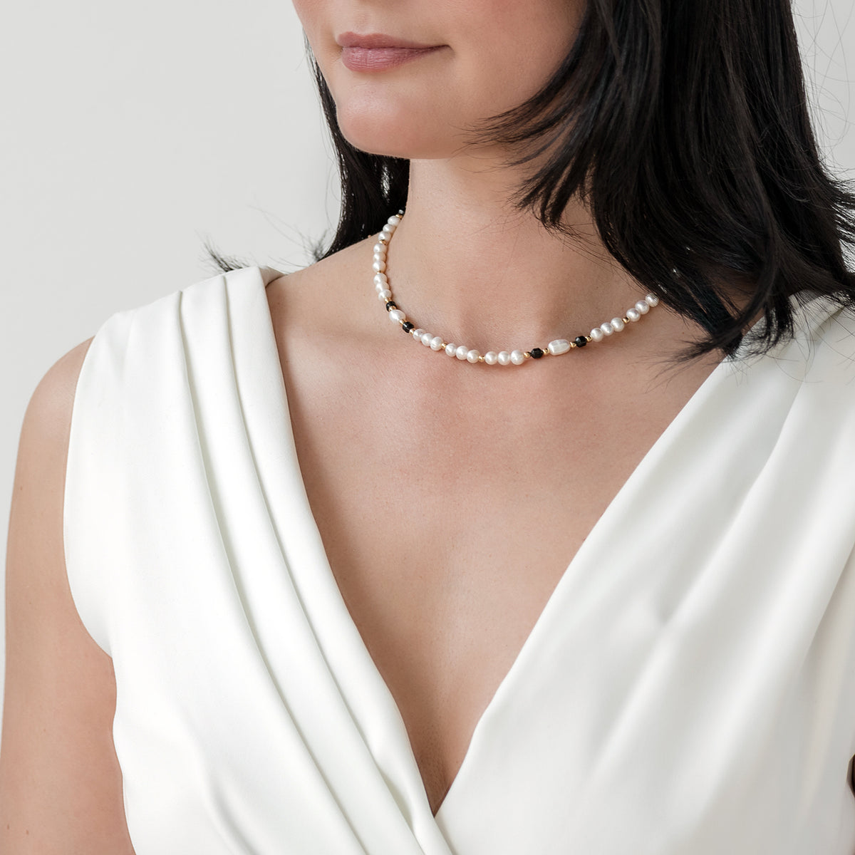 Colier perle argint Nights Out - placat aur galben 18K