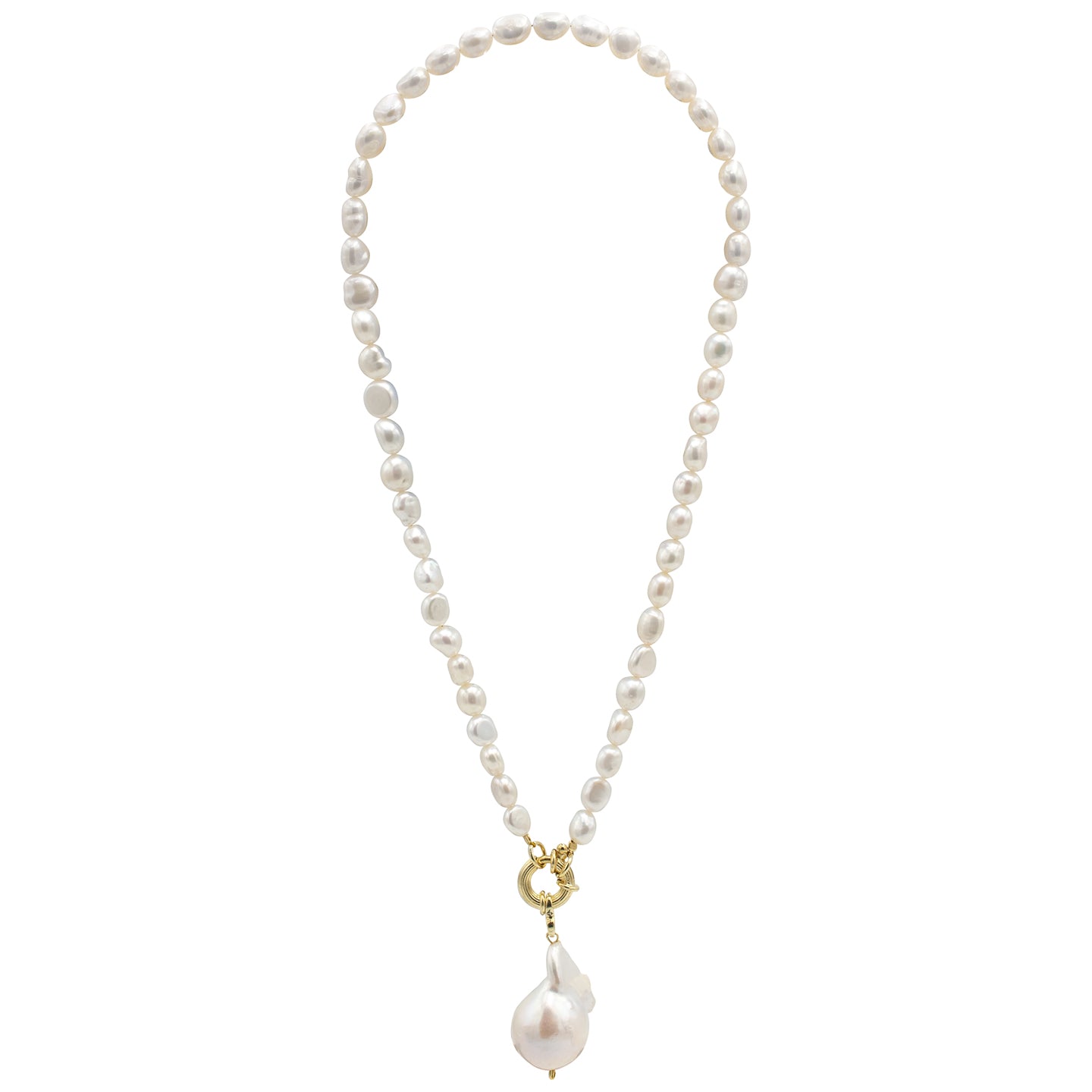 Colier perle argint Single Soon - placat aur galben 18K