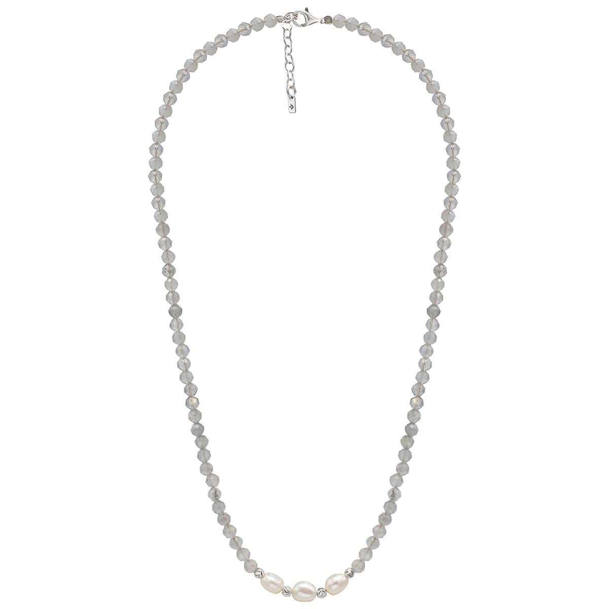 Colier perle si pietre argint Grey Sand