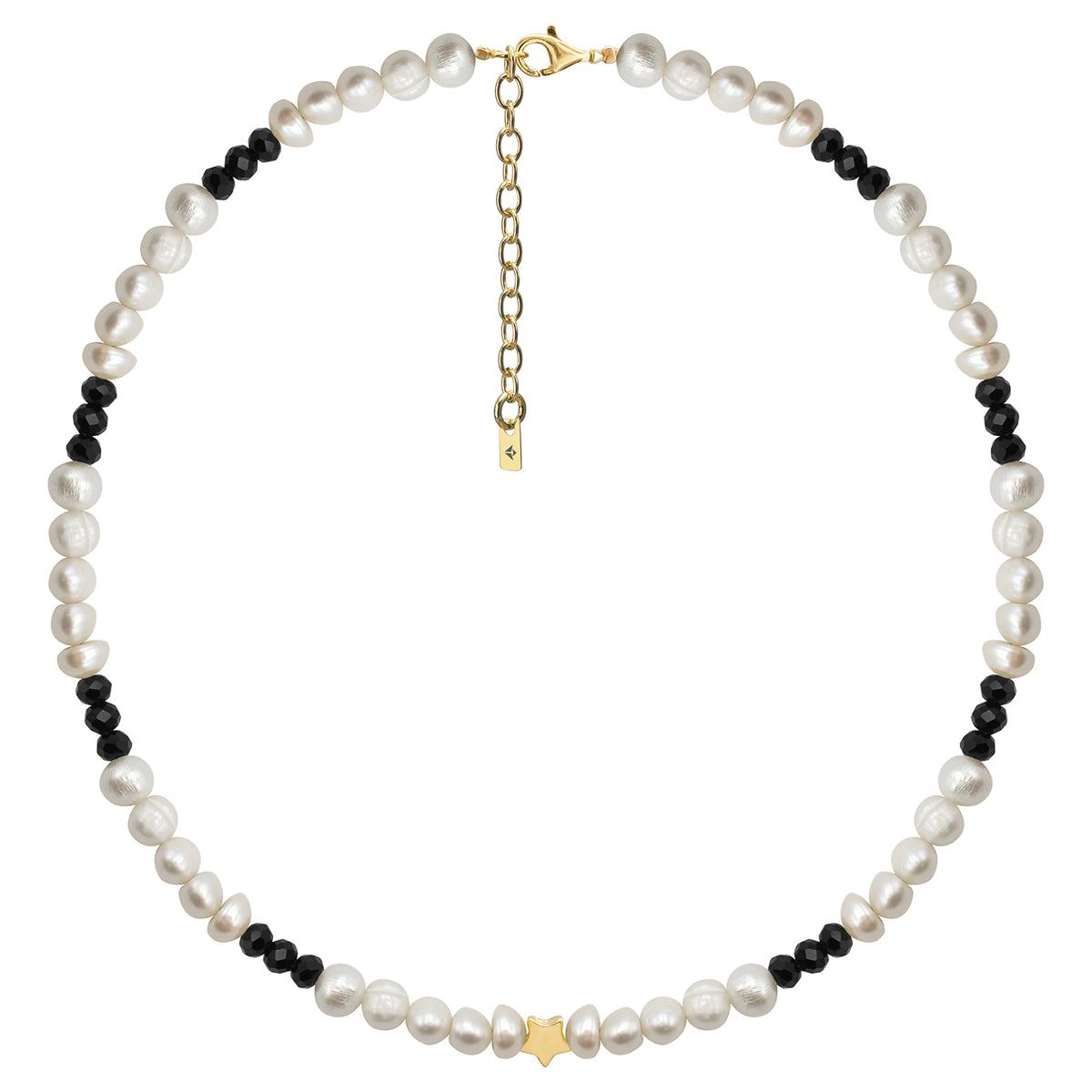 Colier perle si pietre argint Midnight Shadows - placat aur galben 18K