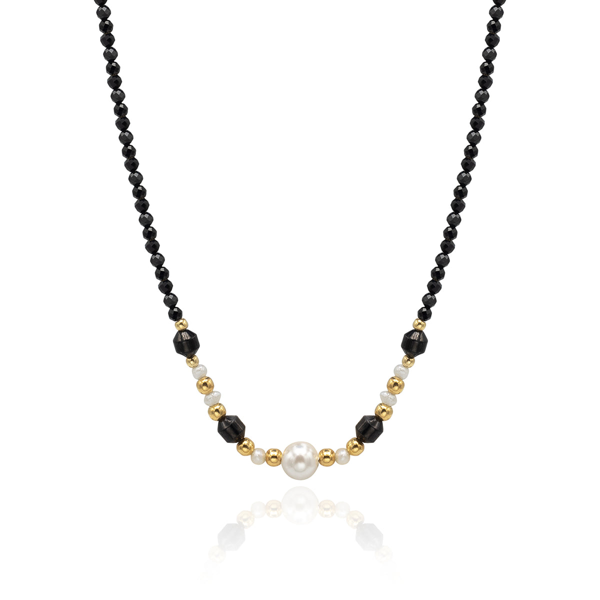 Colier perle si pietre argint No Filters - placat aur galben 18K