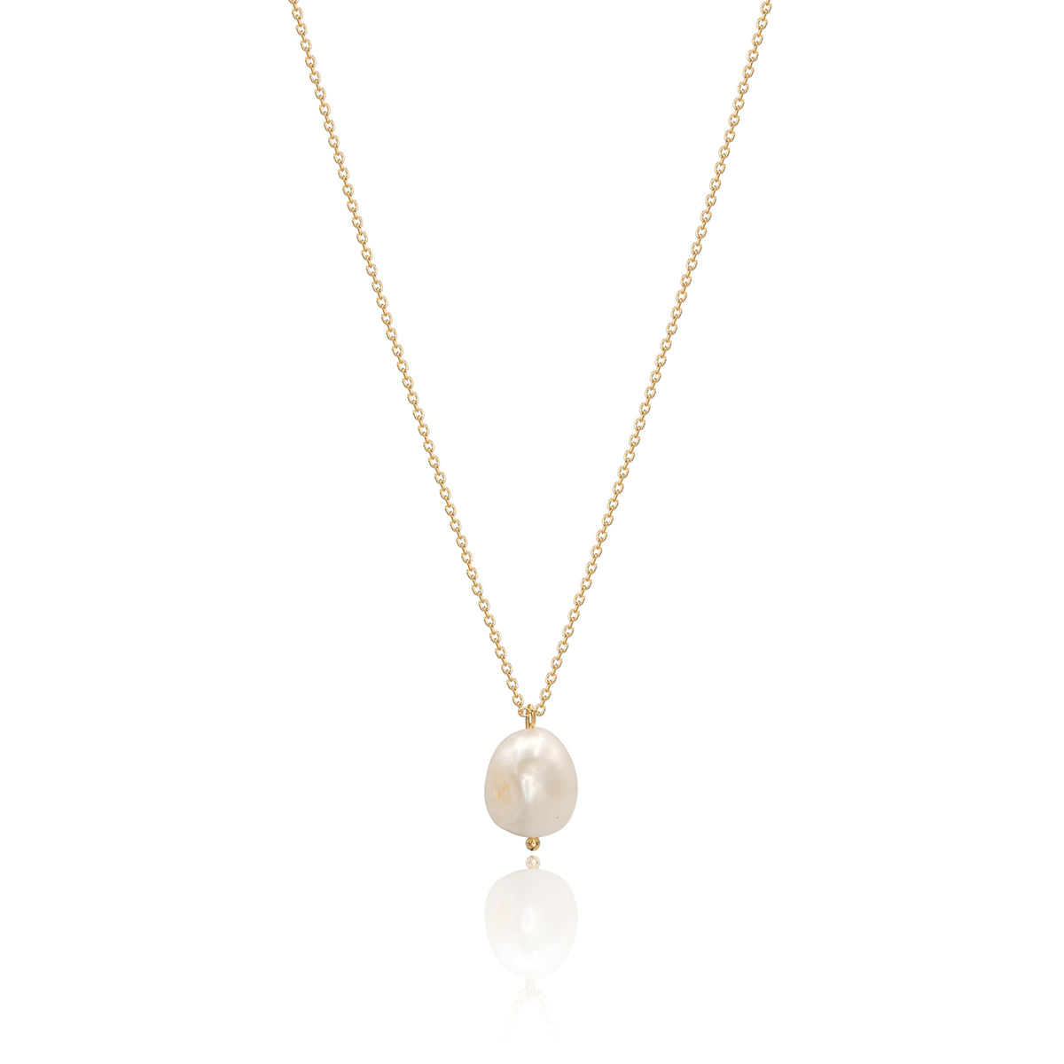 Lantisor argint cu perla One Goal - placat aur galben 18K