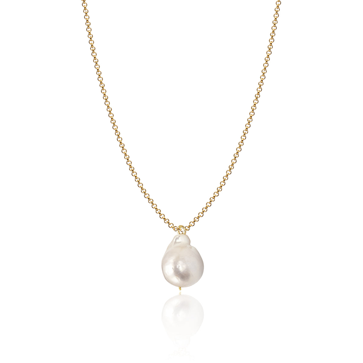 Lantisor argint cu perla baroc Something Good - placat aur galben 18K