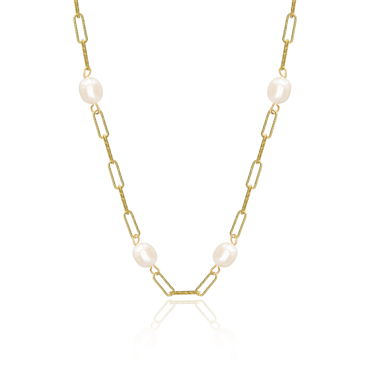 Lantisor argint cu perle Extasy - placat aur galben 18K