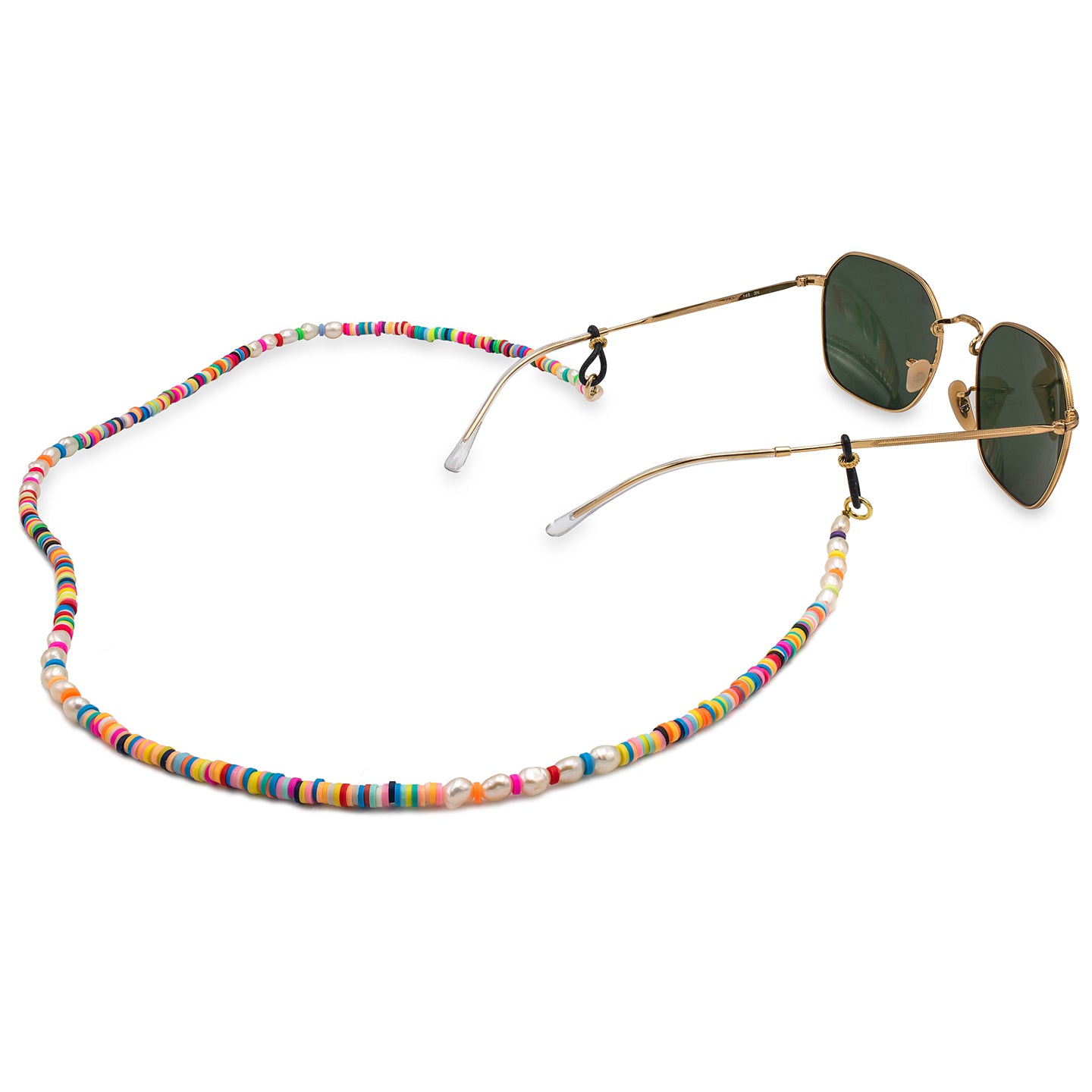 Lant ochelari argint cu perle Multicolor Edition - placat aur galben 18K