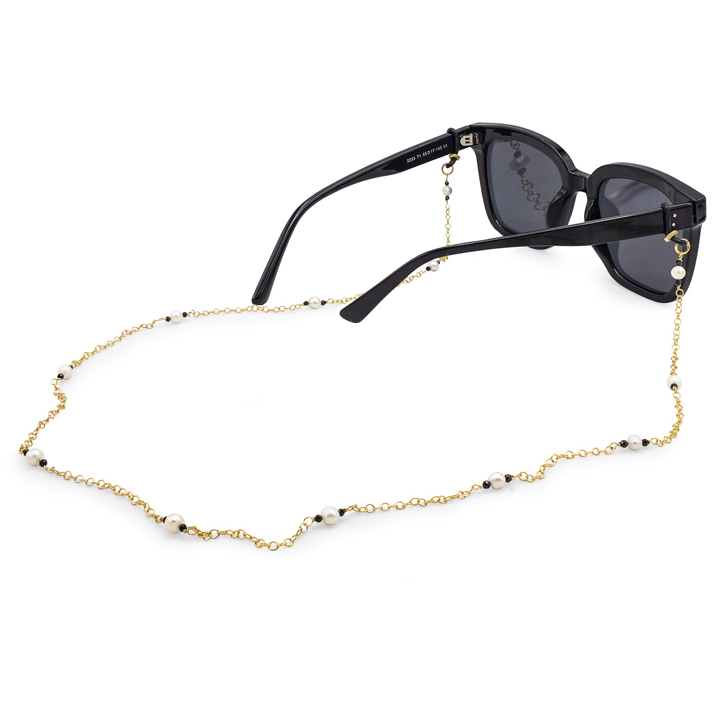 Lant ochelari argint cu perle Simply Elegant - placat aur galben 18K