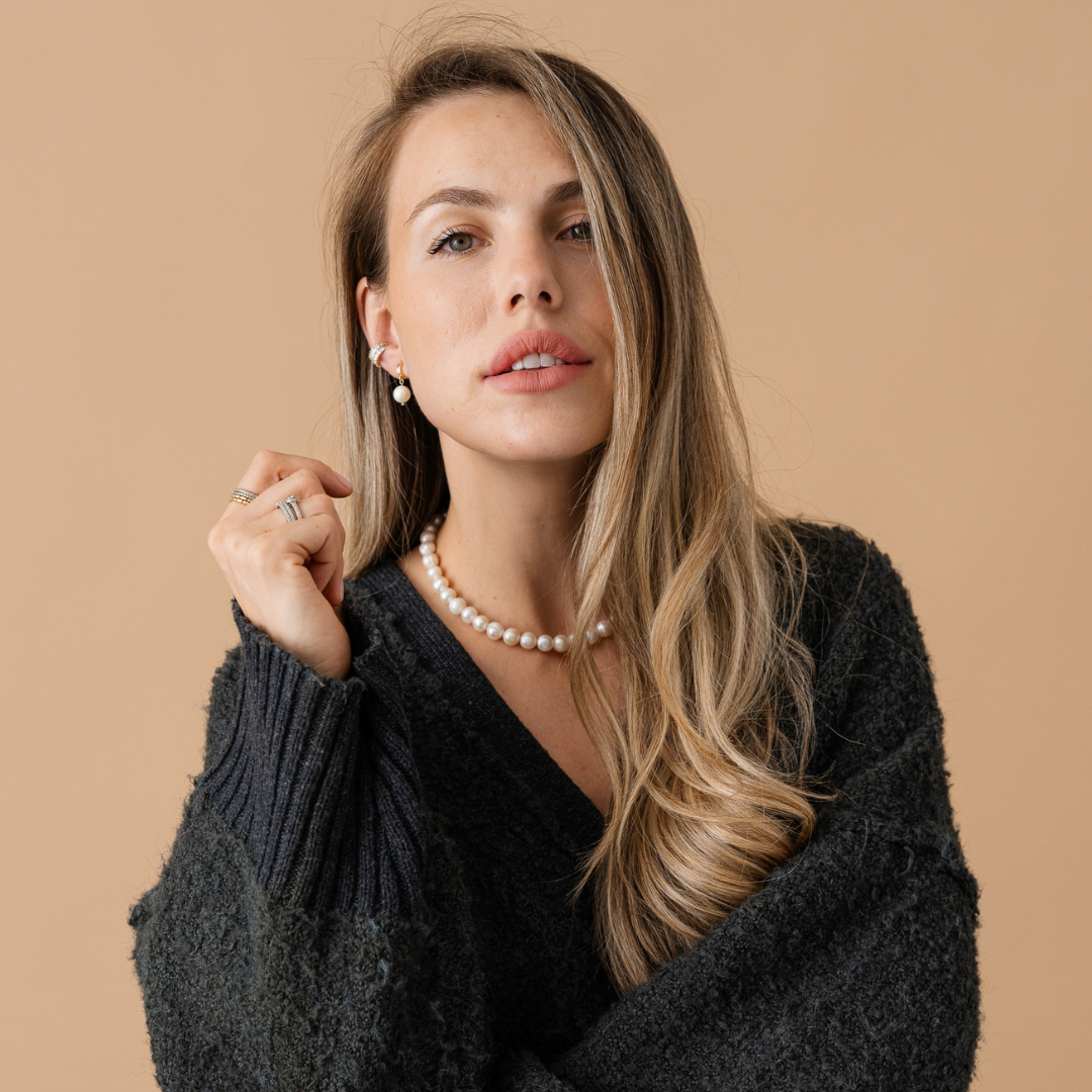 Perla9 Lant telefon / Colier / Curea THE NATURAL accesoriu multifunctional din perle de cultura - placat cu argint