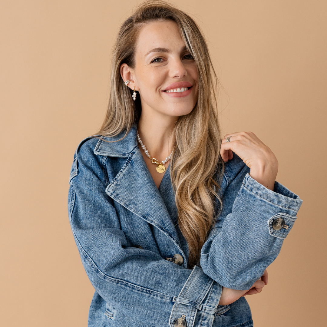 Perla9 Lant telefon / Colier / Curea THE TWIST accesoriu multifunctional din perle sintetice - placat cu aur galben