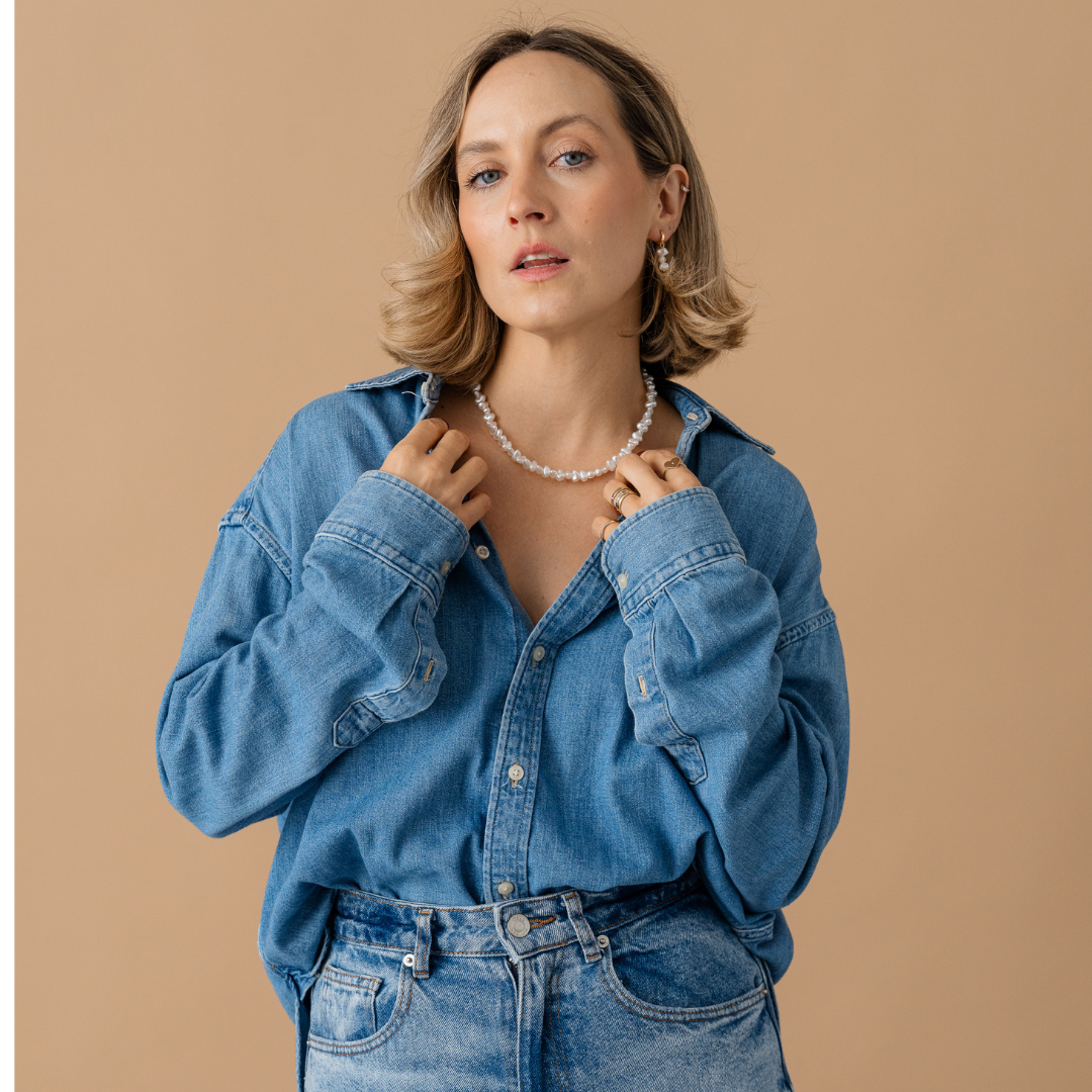 Perla9 Lant telefon / Colier / Curea THE TWIST accesoriu multifunctional din perle sintetice - placat cu aur galben