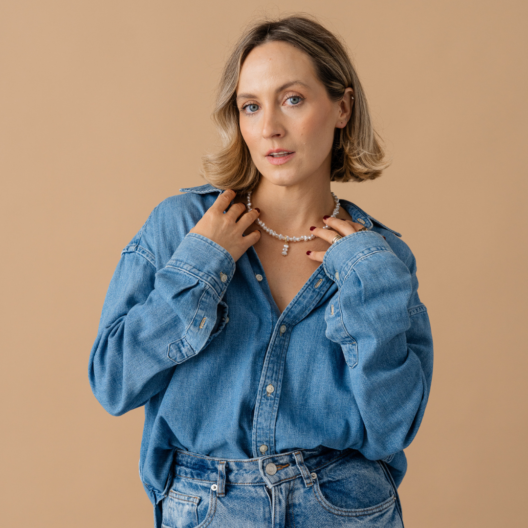 Perla9 Lant telefon / Colier / Curea THE TWIST accesoriu multifunctional din perle sintetice - placat cu aur galben