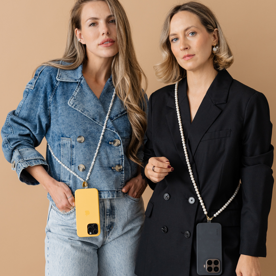 Perla9 Lant telefon / Colier / Curea THE NATURAL accesoriu multifunctional din perle de cultura - placat cu aur galben