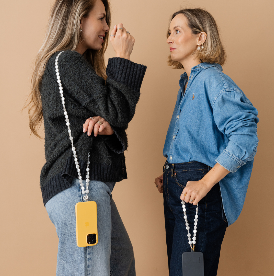 Perla9 Lant telefon / Colier / Curea THE MOONLIGHT accesoriu multifunctional din perle sintetice - placat cu argint