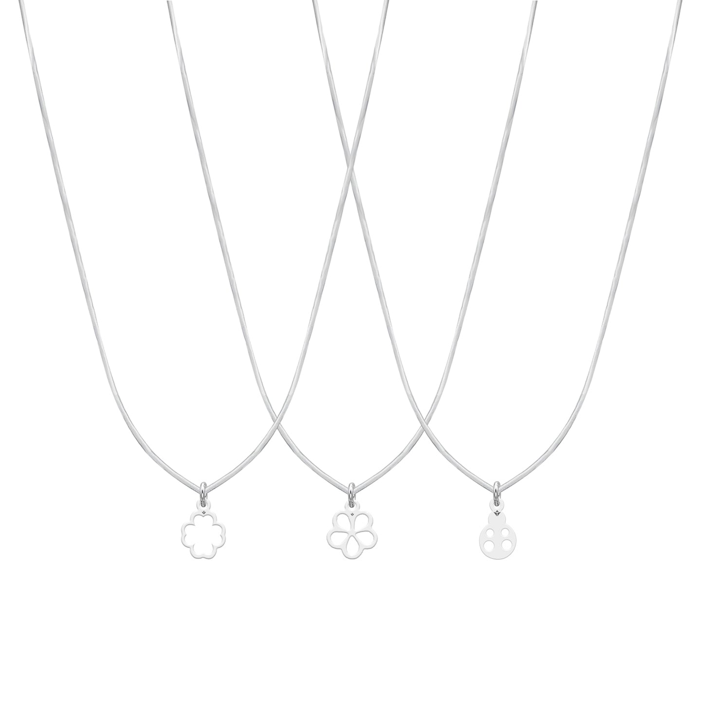 Set lantisoare cu fir transparent si mix simboluri argint