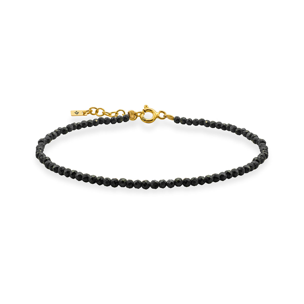 Bratara argint cu turmalina neagra, Nocturnal Sparkle - placat aur galben 18 K