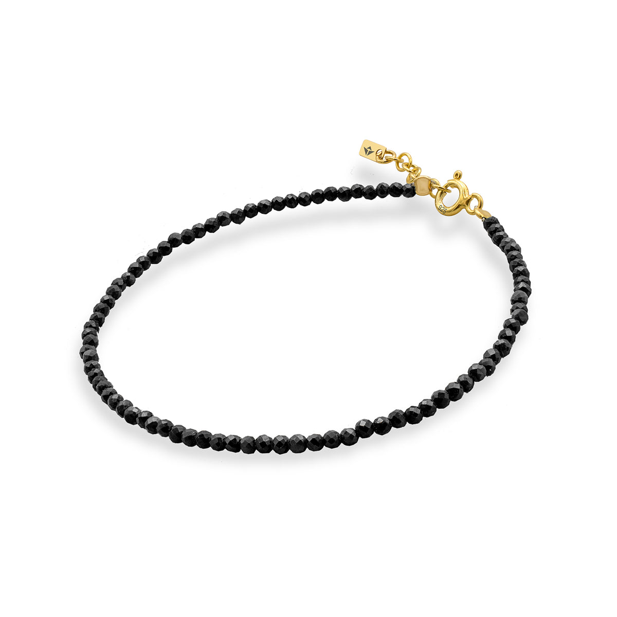 Bratara argint cu turmalina neagra, Nocturnal Sparkle - placat aur galben 18 K