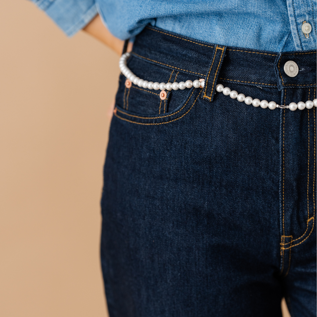 Perla9 Lant telefon / Colier / Curea THE CLASSY accesoriu multifunctional din perle scoica - placat cu argint