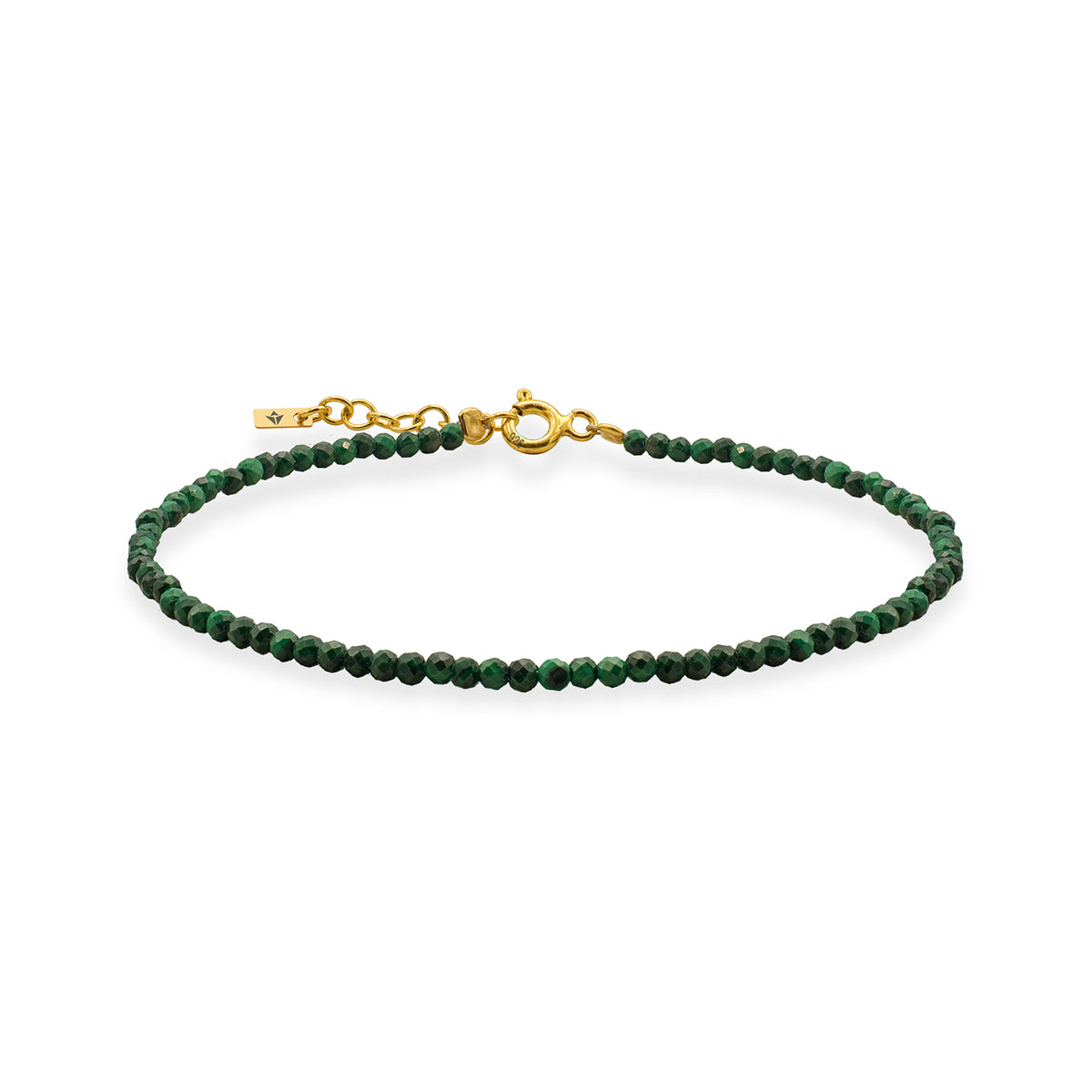 Bratara argint cu malachit natural, Sapphire Mystic - placat aur galben 18 K