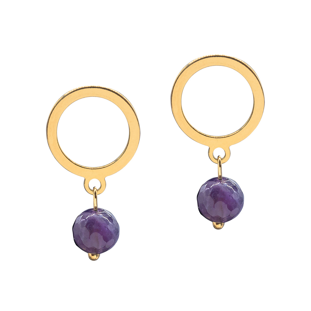 Cercei cerc Amethyst Glow - Placati cu aur galben