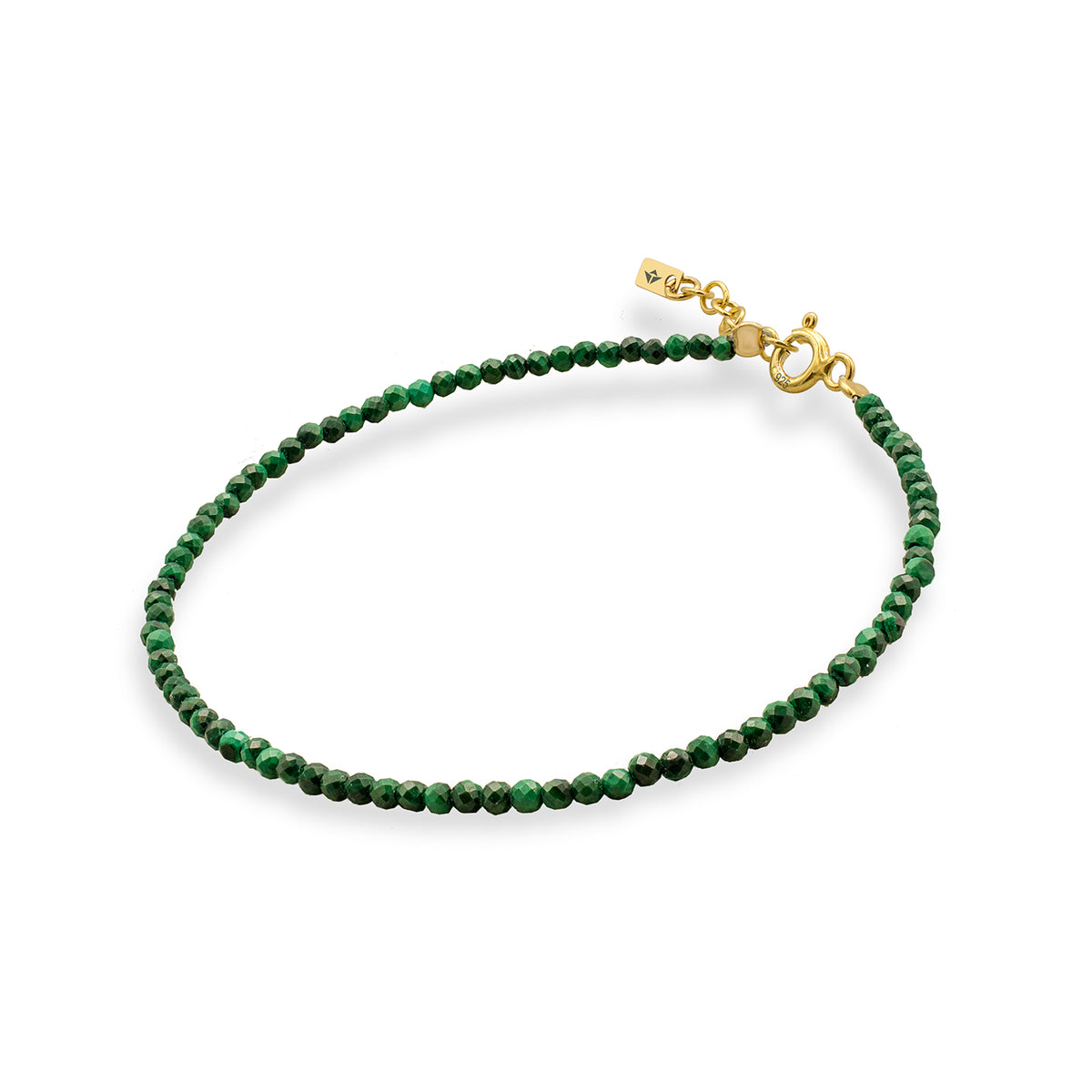 Bratara argint cu malachit natural, Sapphire Mystic - placat aur galben 18 K