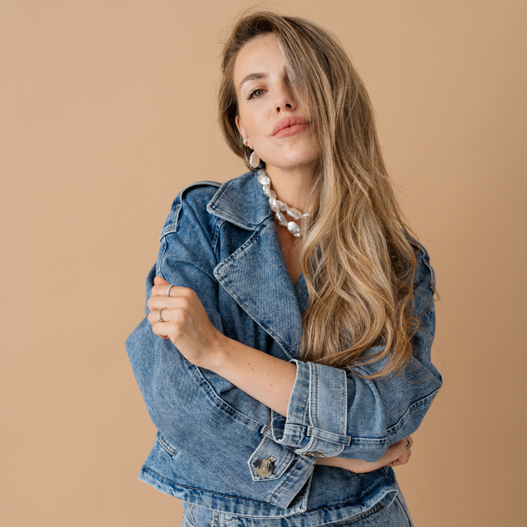 Perla9 Lant telefon / Colier / Curea THE CHUNKY accesoriu multifunctional din perle sintetice - placat cu aur galben