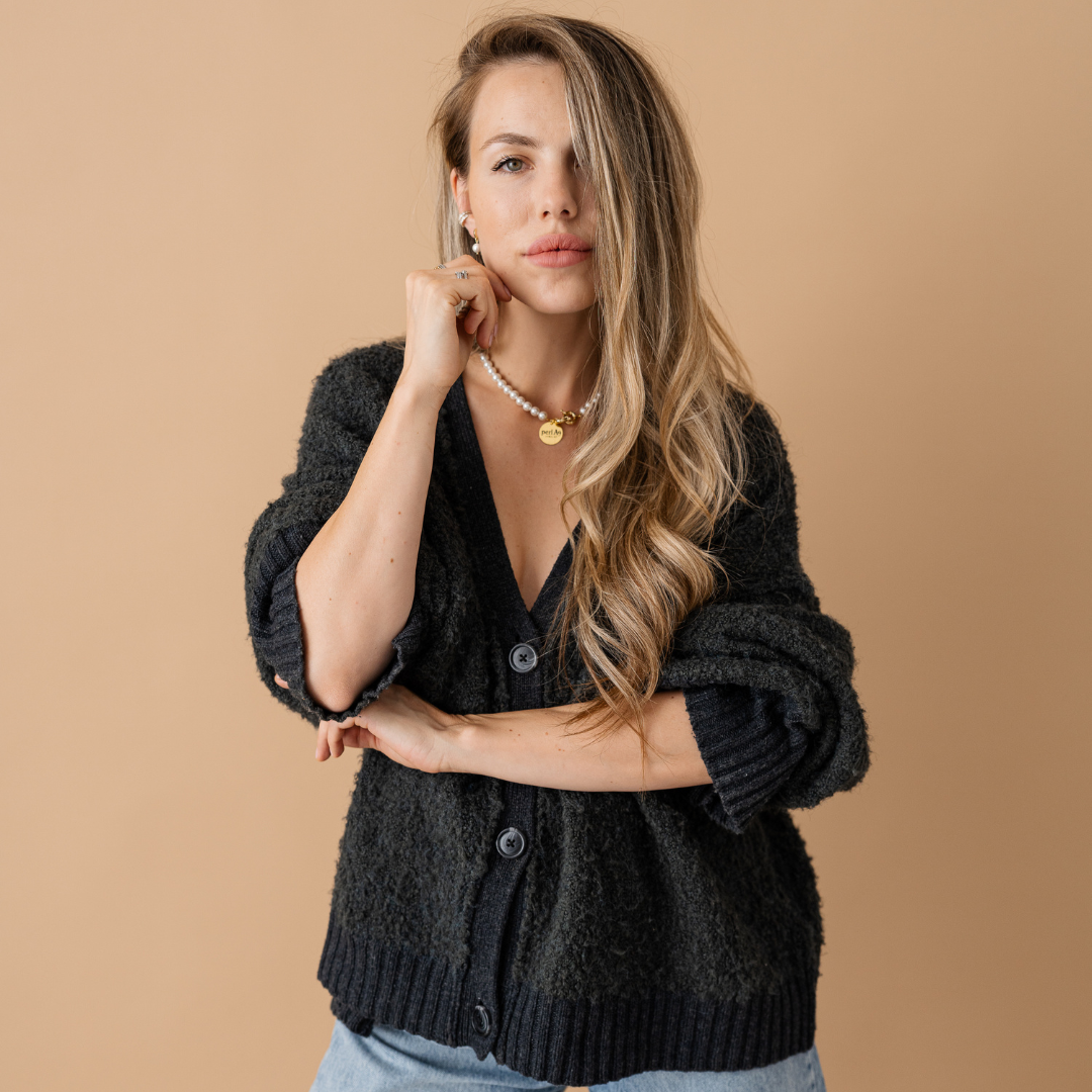 Perla9 Lant telefon / Colier / Curea THE CLASSY accesoriu multifunctional din perle scoica - placat cu argint