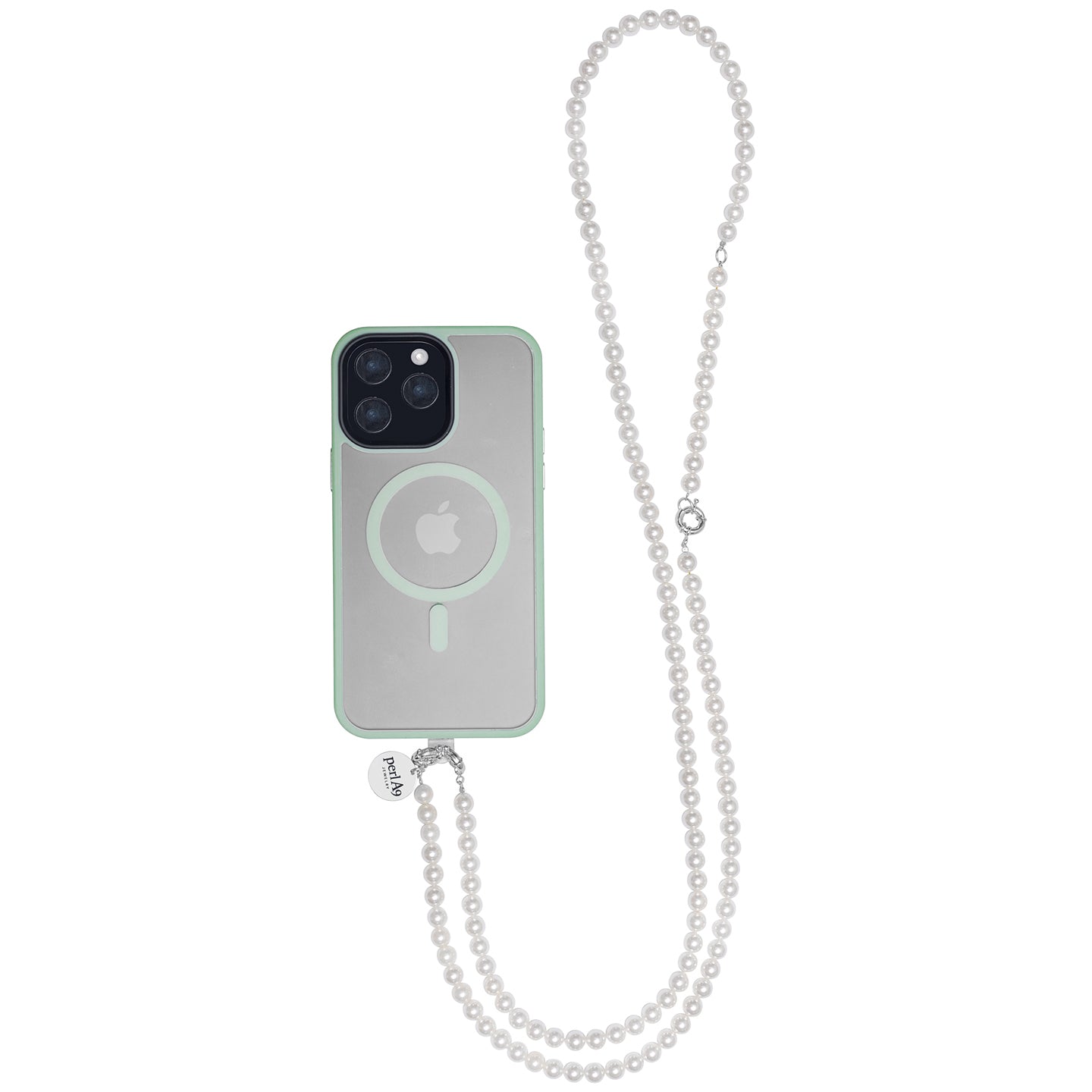 Perla9 Lant telefon / Colier / Curea THE ESSENTIAL accesoriu unisex multifunctional din perle sintetice - placat cu aur galben