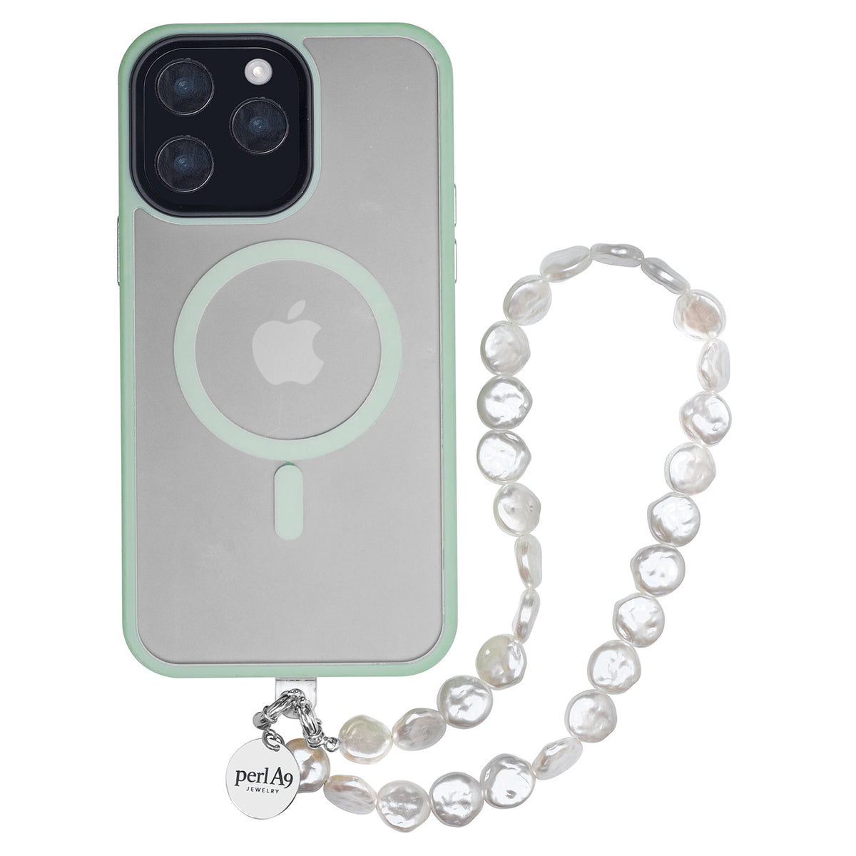 Perla9 Lant telefon / Colier / Curea THE MOONLIGHT accesoriu multifunctional din perle sintetice - placat cu argint