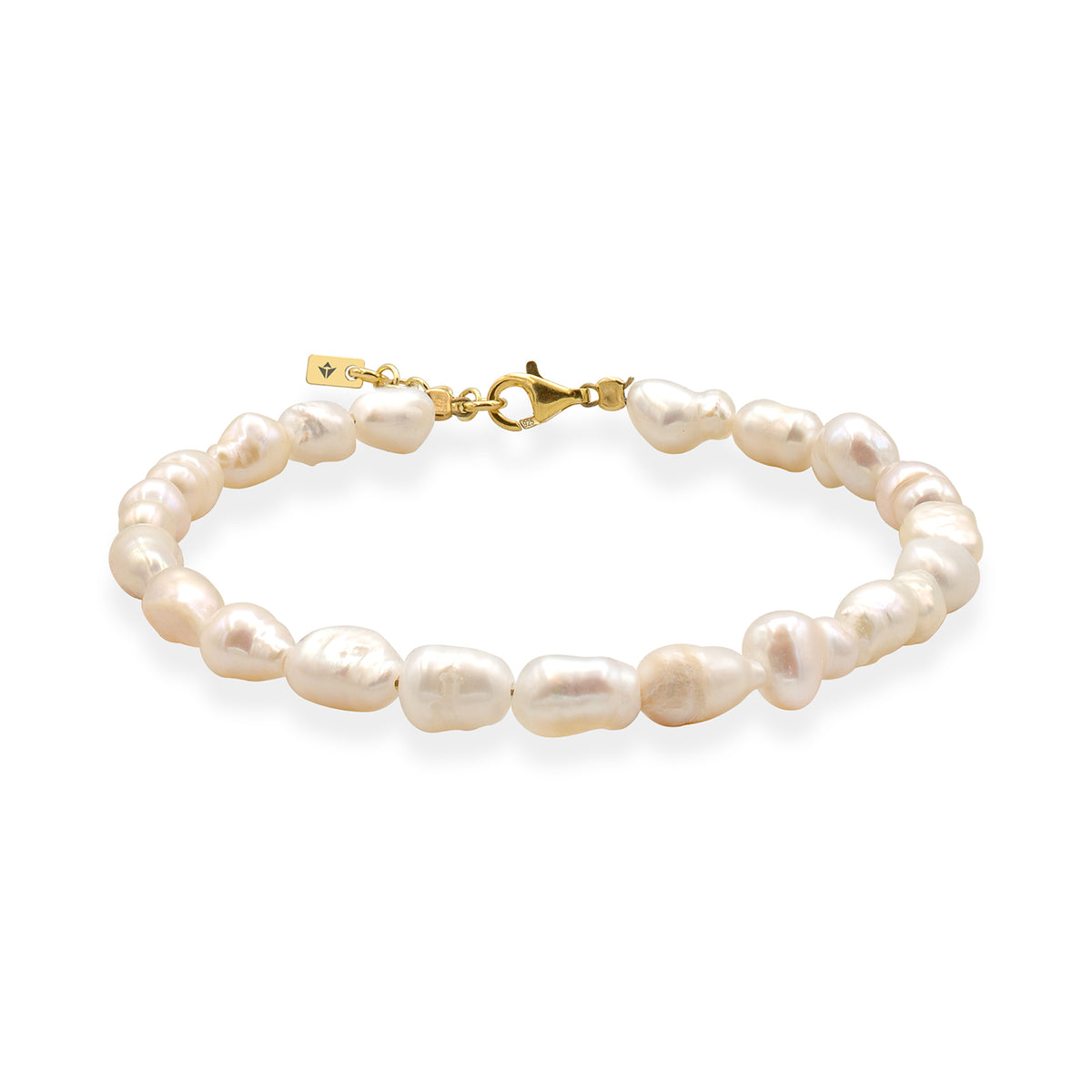 Bratara perle de cultura argint, Ivory Grace - placat aur galben 18 K