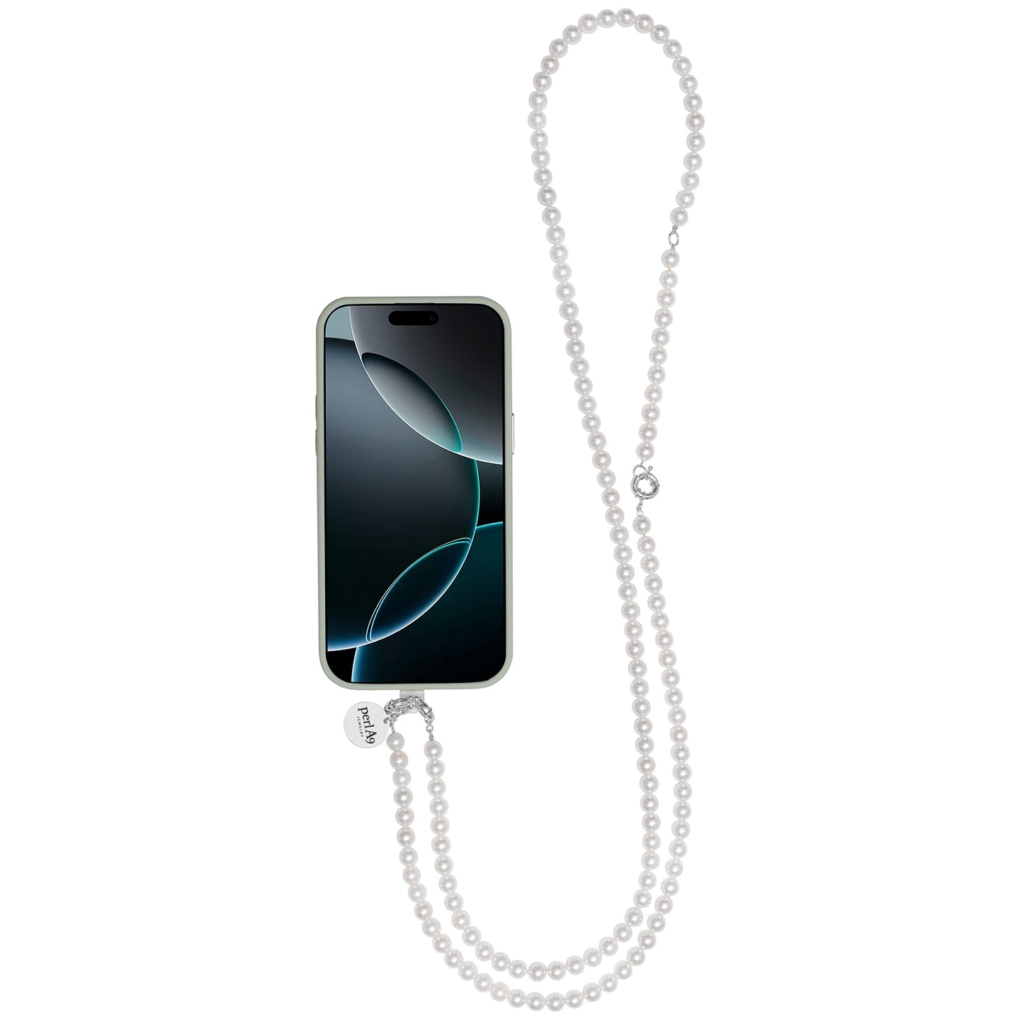 Perla9 Lant telefon / Colier / Curea THE CLASSY accesoriu multifunctional din perle scoica - placat cu aur galben