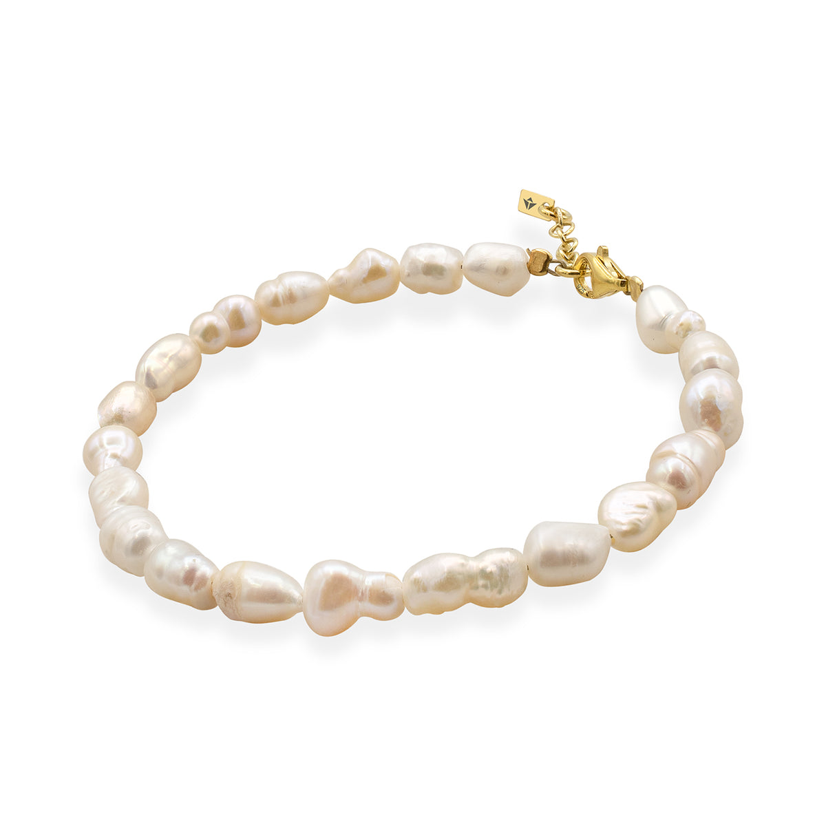 Bratara perle de cultura argint, Ivory Grace - placat aur galben 18 K