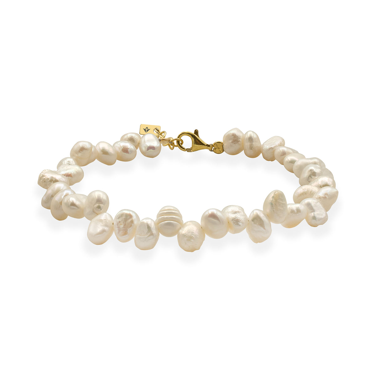 Bratara perle de cultura argint, Pearl Elegance - placat aur galben 18 K