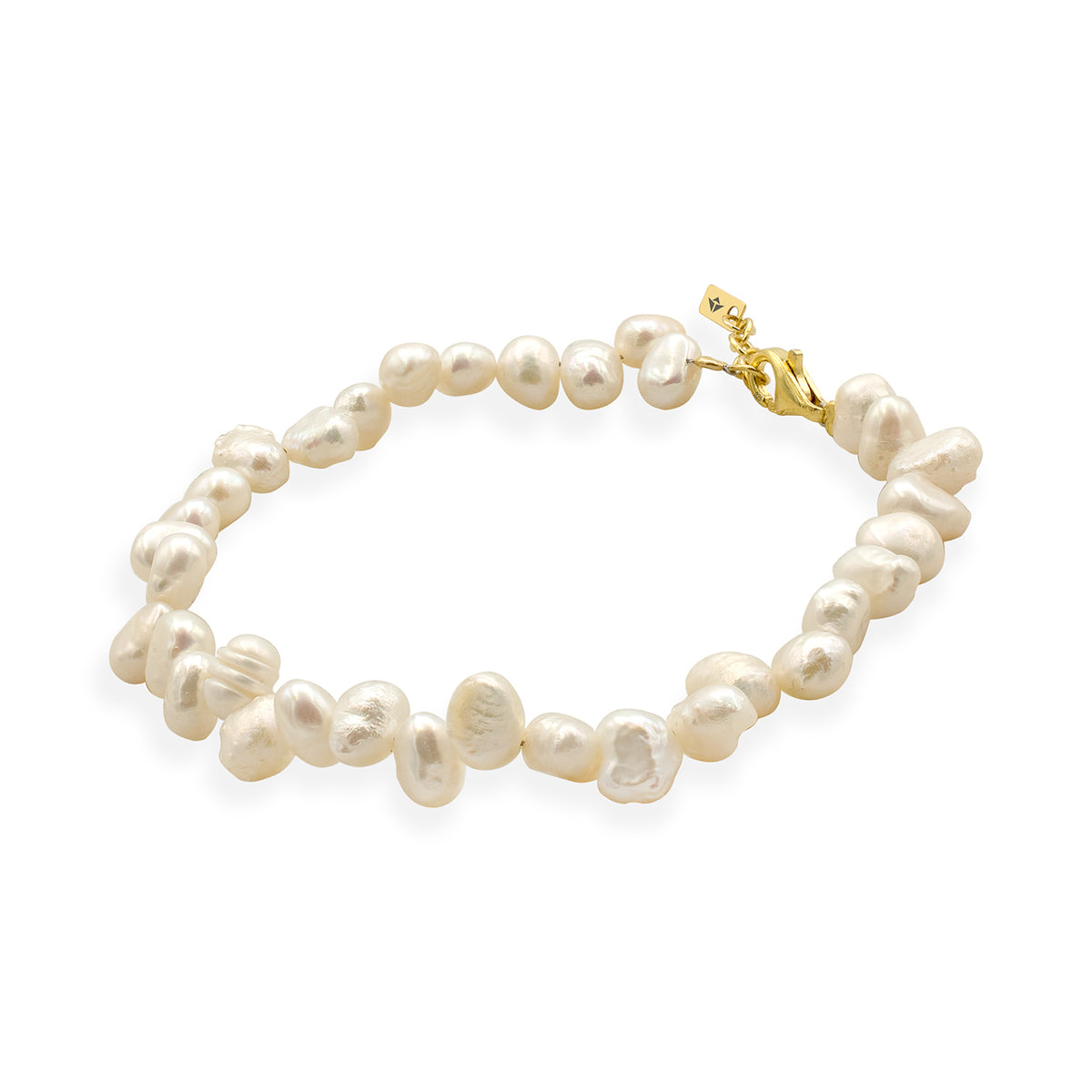 Bratara perle de cultura argint, Pearl Elegance - placat aur galben 18 K