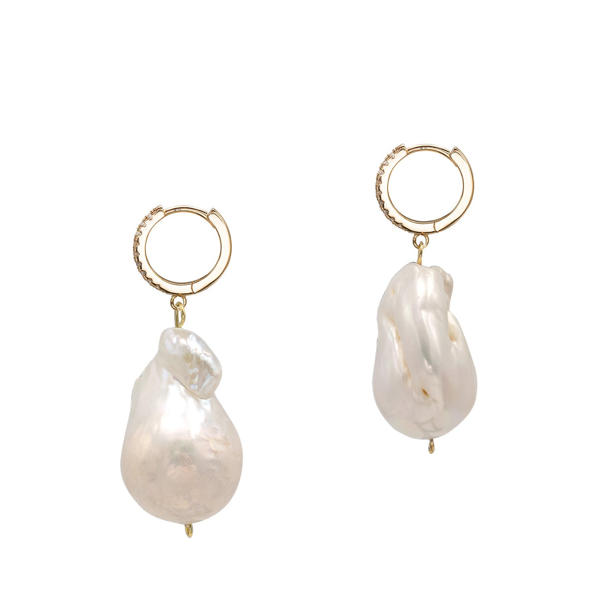 Cercei argint cu perle baroc Glamour Look - Placati cu aur galben