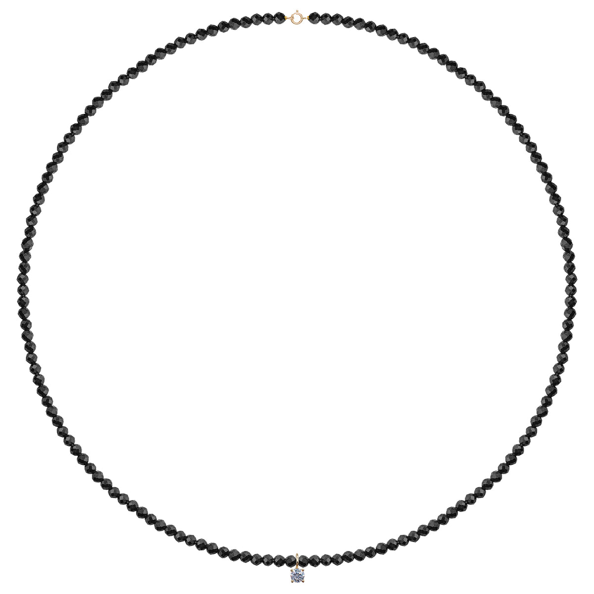 Colier cu pietre negre Spinel si pandantiv aur Obsidian Kiss