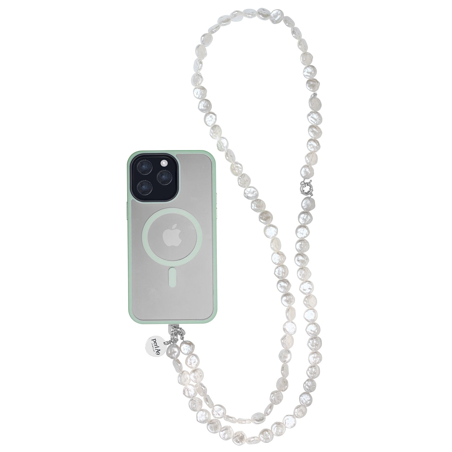 Perla9 Lant telefon / Colier / Curea THE MOONLIGHT accesoriu multifunctional din perle sintetice - placat cu aur galben