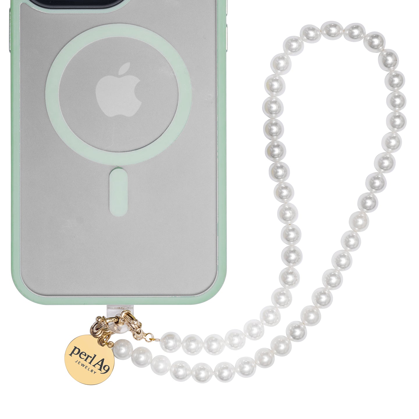 Perla9 Maner telefon / Colier THE CLASSY accesoriu multifunctional din perle scoica - placat cu aur galben