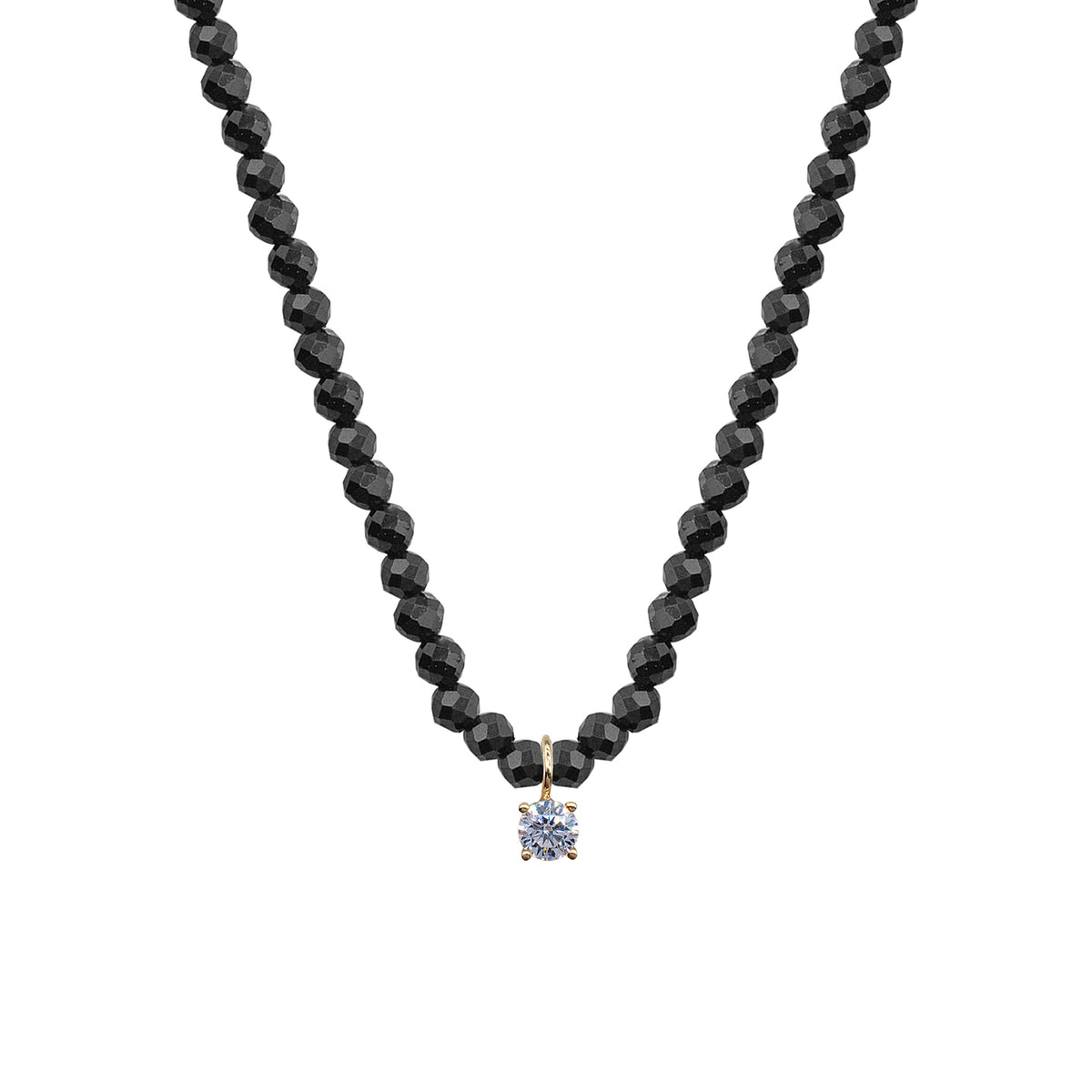 Colier cu pietre negre Spinel si pandantiv aur Obsidian Kiss