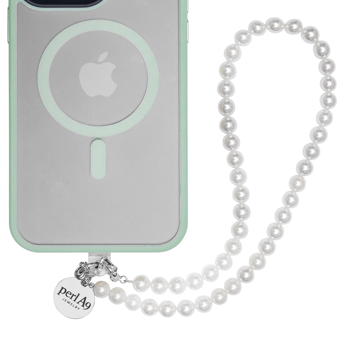 Perla9 Maner telefon / Colier THE CLASSY accesoriu multifunctional din perle scoica - placat cu argint
