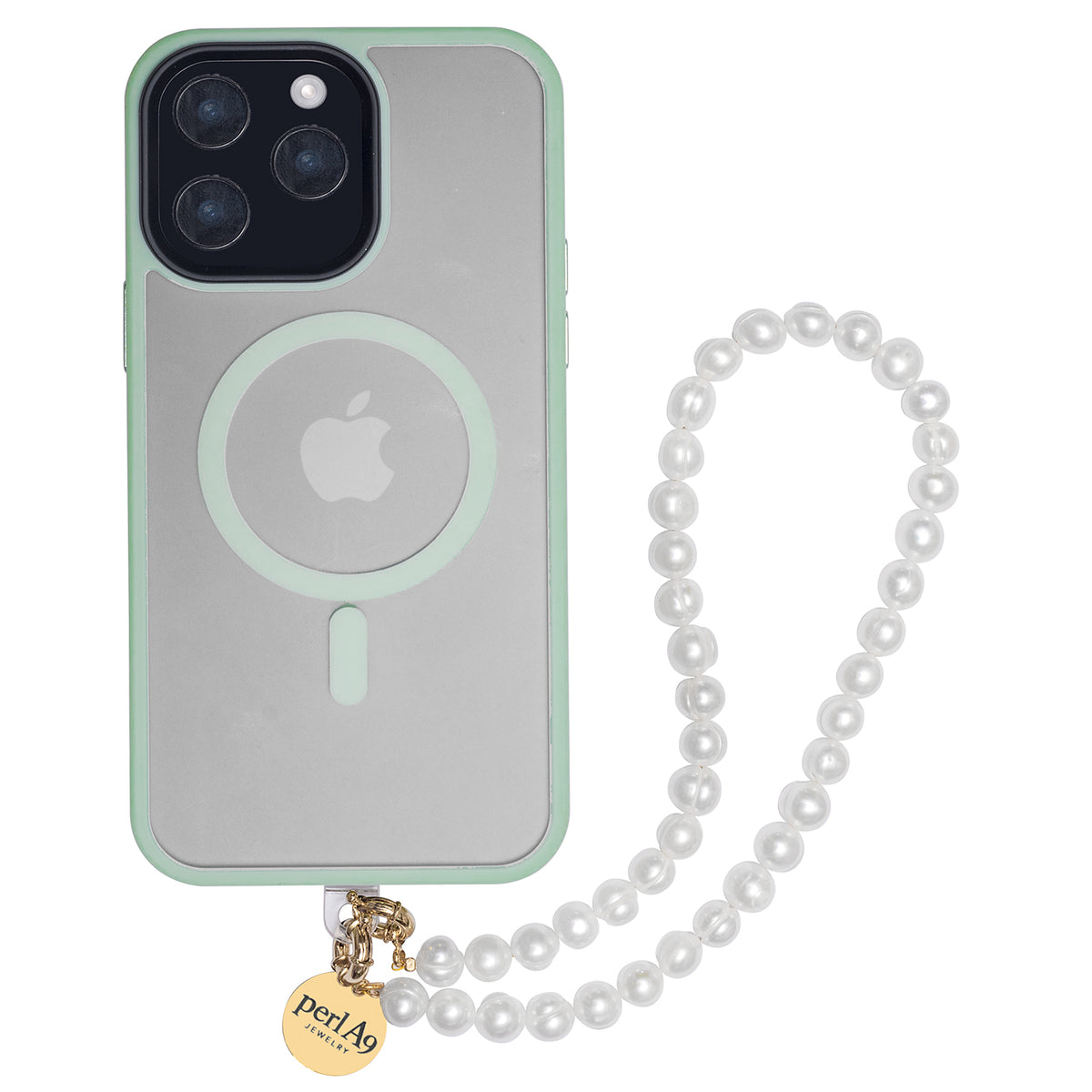 Perla9 Maner telefon / Colier THE NATURAL accesoriu multifunctional din perle de cultura - placat cu aur galben